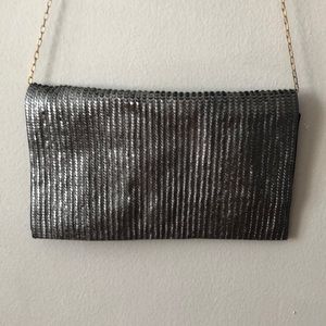 Metallic dark silver crossbody bag/clutch